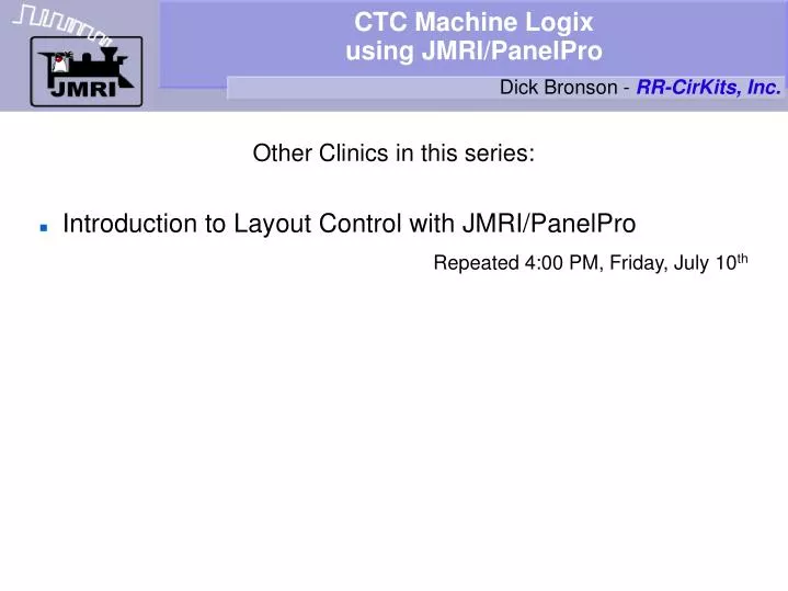 ctc machine logix using jmri panelpro