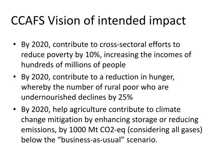 ccafs vision of intended impact