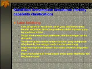 klasifikasi kemampuan kesuburan fertility capability clasification