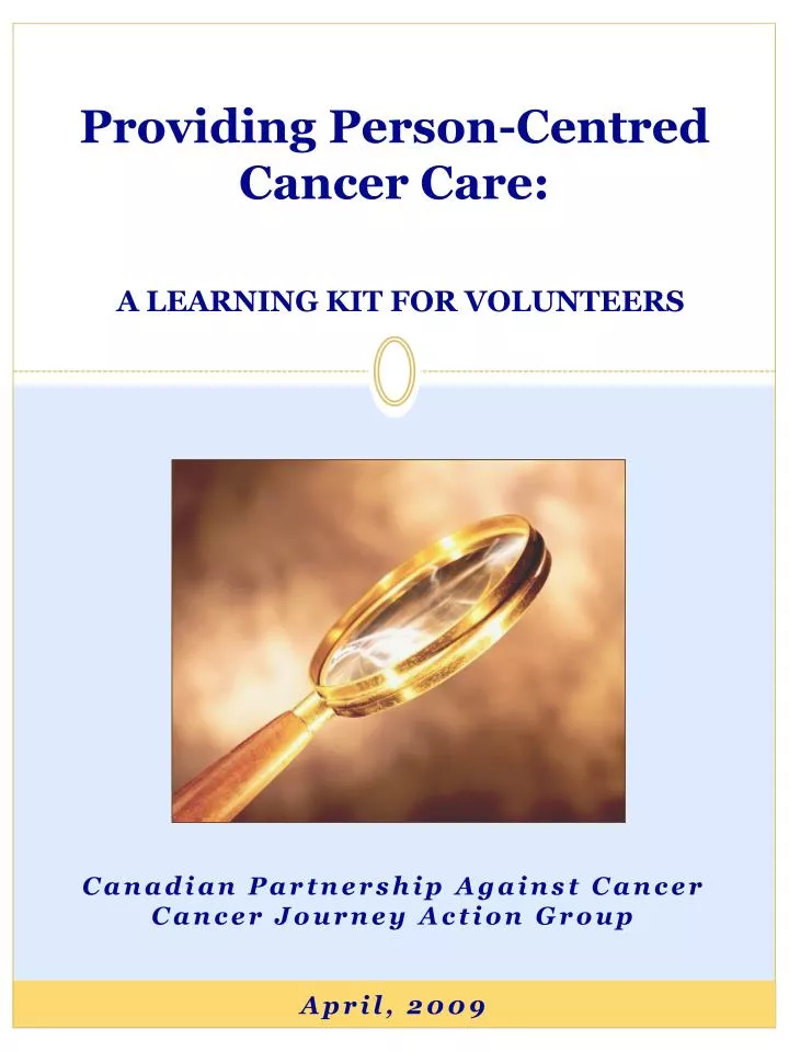 providing person centred cancer care a learning kit for volunteers