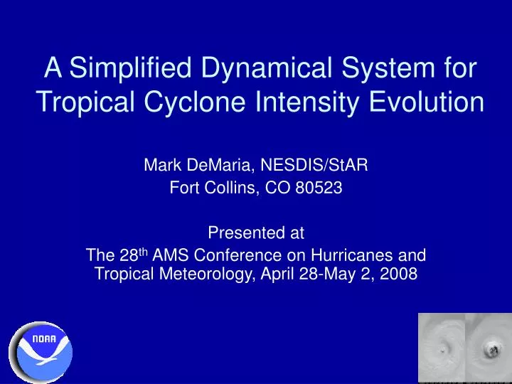 a simplified dynamical system for tropical cyclone intensity evolution