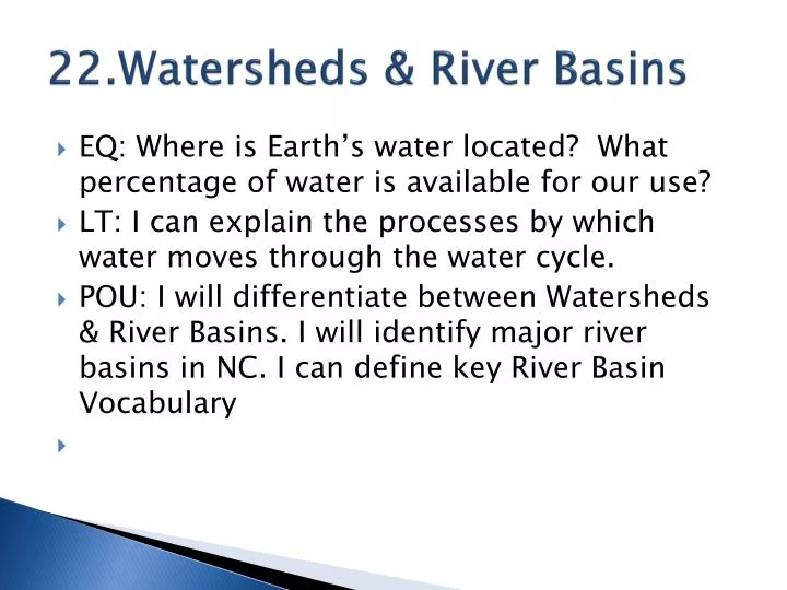22 watersheds river basins