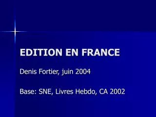 edition en france