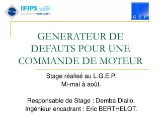 generateur de defauts pour une commande de moteur