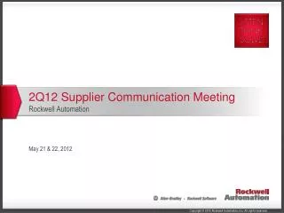 2Q12 Supplier Communication Meeting