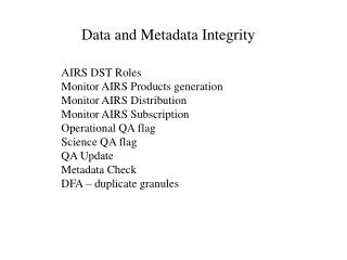 Data and Metadata Integrity