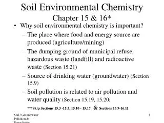 Soil Environmental Chemistry Chapter 15 &amp; 16*