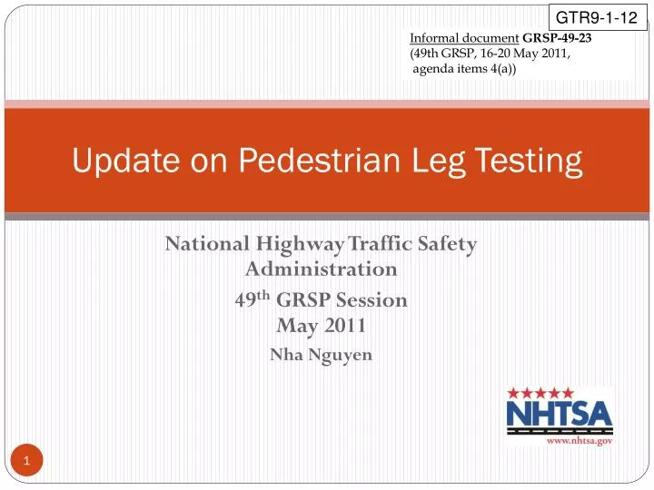 update on pedestrian leg testing