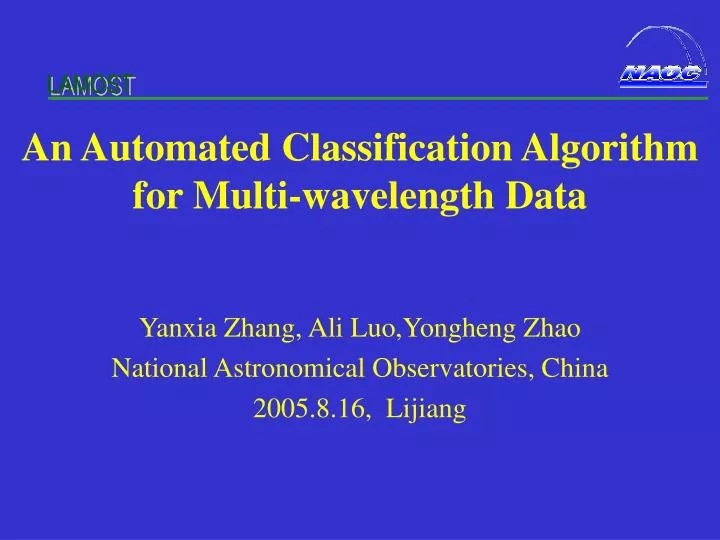 an automated classification algorithm for multi wavelength data