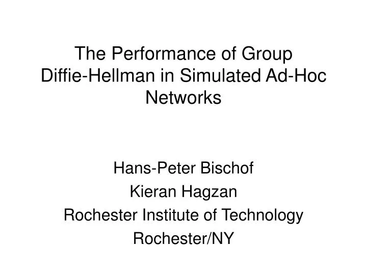 the performance of group diffie hellman in simulated ad hoc networks