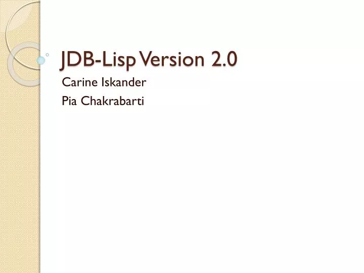 jdb lisp version 2 0