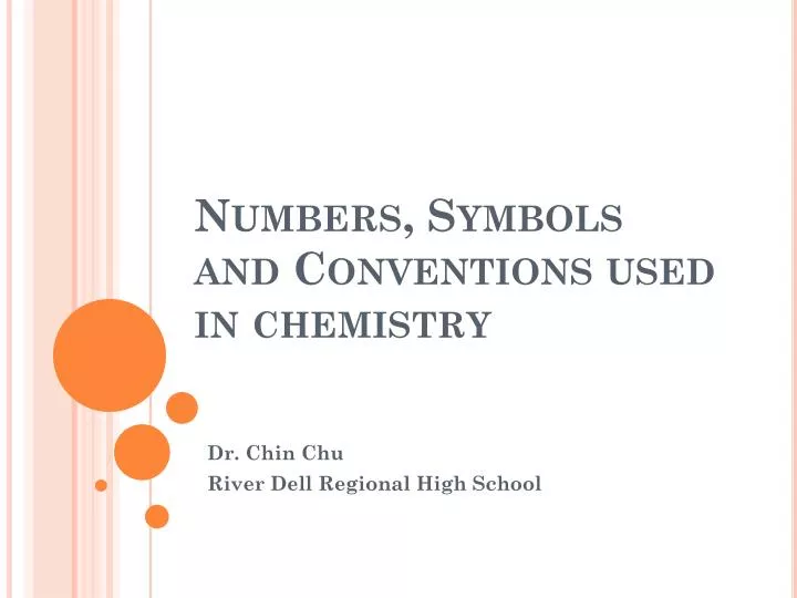 numbers symbols and conventions used in chemistry