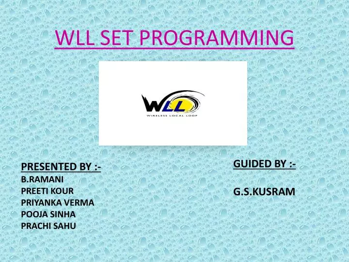 wll set programming
