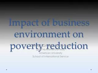 I mpact of business environment on poverty reduction