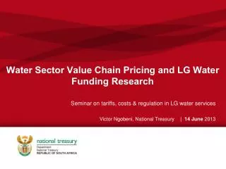 Water Sector Value Chain Pricing and LG Water Funding Research