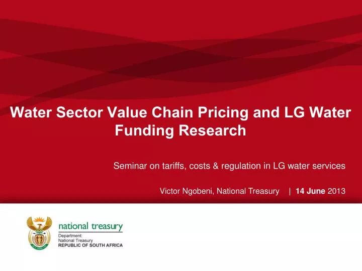 water sector value chain pricing and lg water funding research