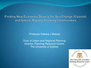 Finding New Economic Drivers for Sea Change (Coastal) and Similar Rapidly Growing Communities