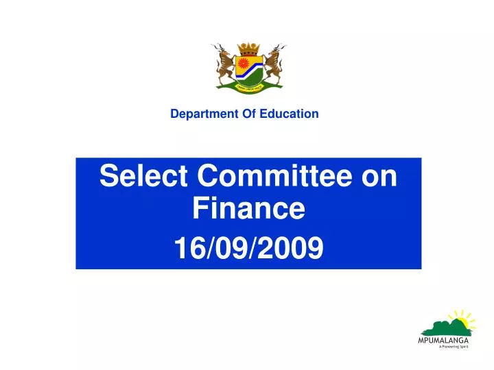select committee on finance 16 09 2009