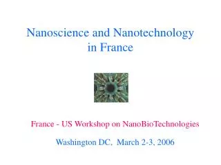 Nanoscience and Nanotechnology in France