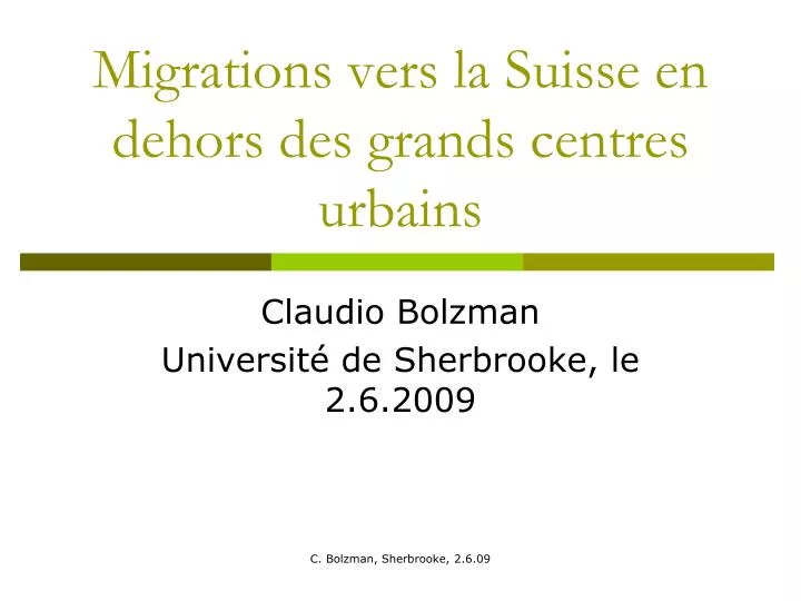 migrations vers la suisse en dehors des grands centres urbains