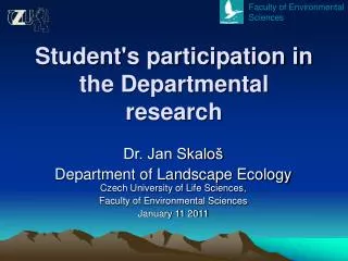 Student's participation in the Departmental research