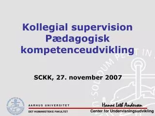 kollegial supervision p dagogisk kompetenceudvikling