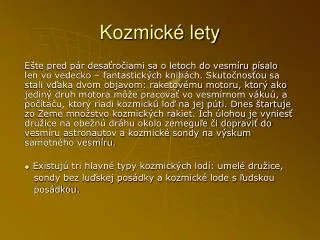 kozmick lety
