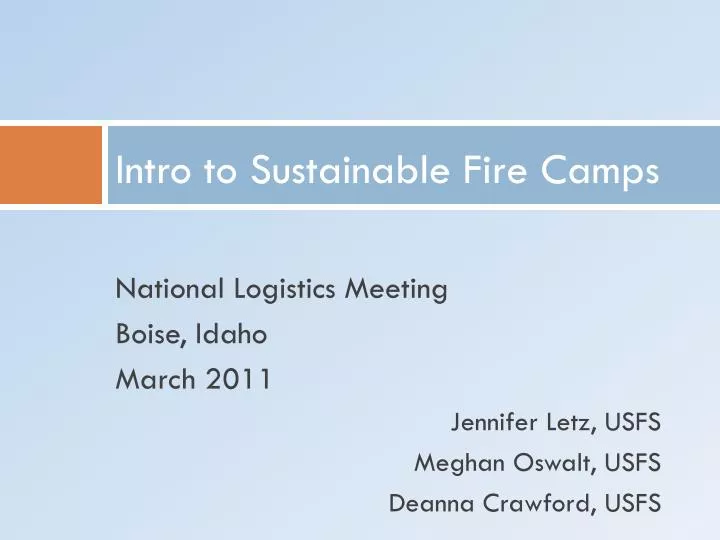 intro to sustainable fire camps