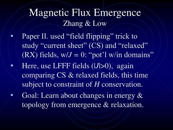 magnetic flux emergence zhang low