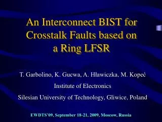 An Interconnect BIST for Crosstalk Faults based on a Ring LFSR