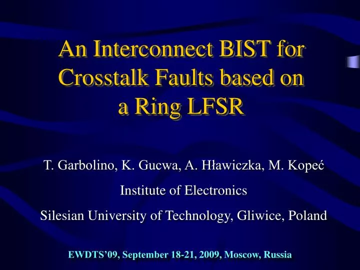 an interconnect bist for crosstalk faults based on a ring lfsr