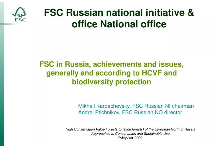 fsc russian national initiative office national office