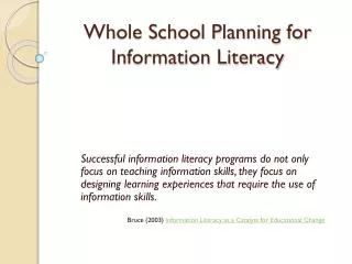 Whole School Planning for Information Literacy