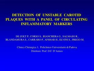 detection of unstable carotid plaques with a panel of circulating inflammatory markers