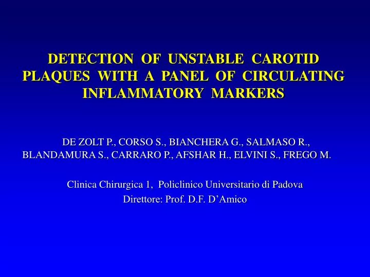 detection of unstable carotid plaques with a panel of circulating inflammatory markers