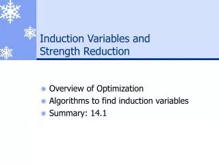 Induction Variables and Strength Reduction