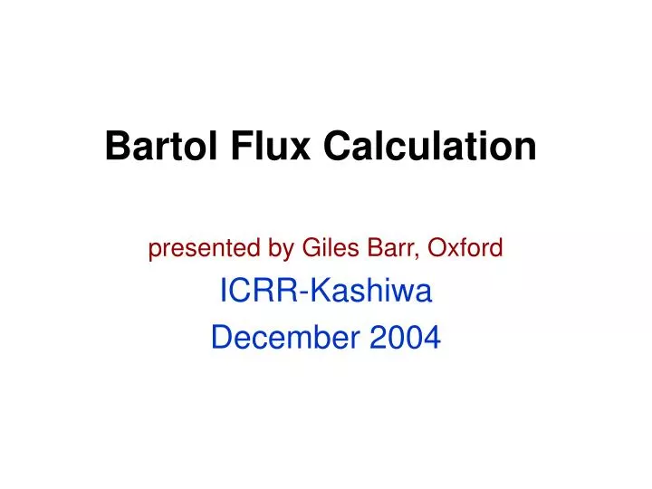 bartol flux calculation