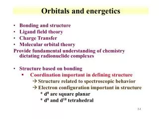Orbitals and energetics