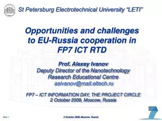 Opportunities and challenges to EU-Russia cooperation in FP7 ICT RTD