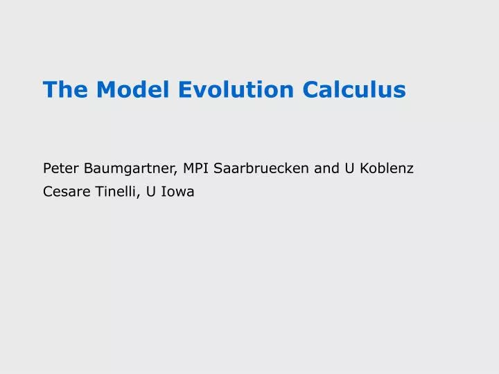 the model evolution calculus
