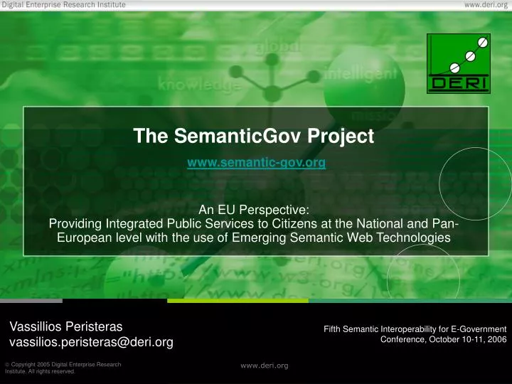 the semanticgov project www semantic gov org