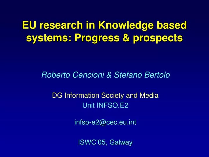 eu research in knowledge based systems progress prospects