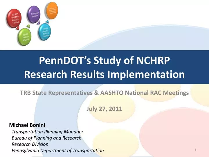 penndot s study of nchrp research results implementation