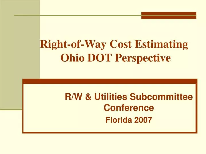 right of way cost estimating ohio dot perspective