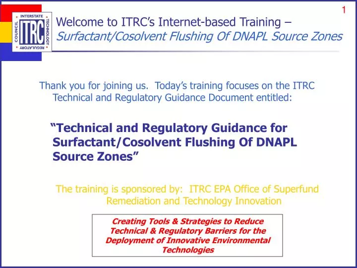 welcome to itrc s internet based training surfactant cosolvent flushing of dnapl source zones