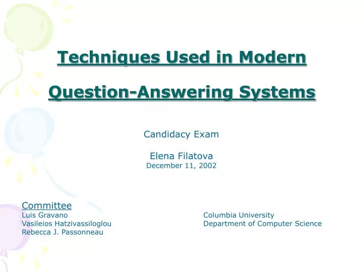 techniques used in modern question answering systems