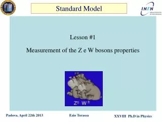 Lesson #1 Measurement of the Z e W bosons properties