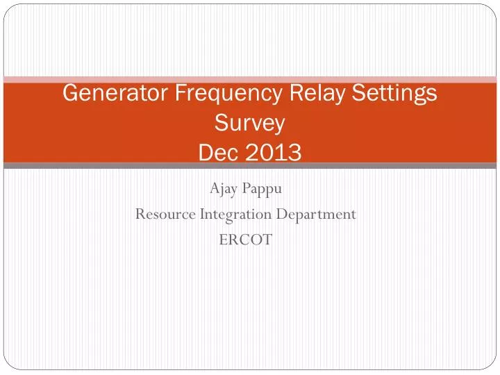 generator frequency relay settings survey dec 2013