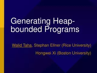 Generating Heap-bounded Programs