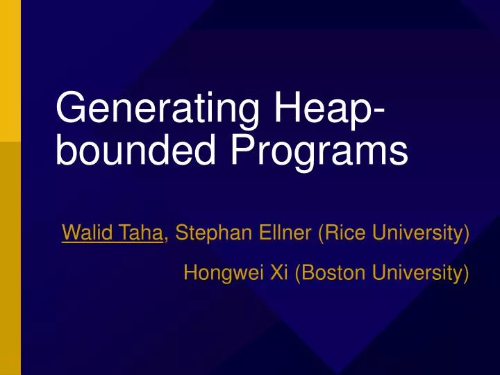 generating heap bounded programs